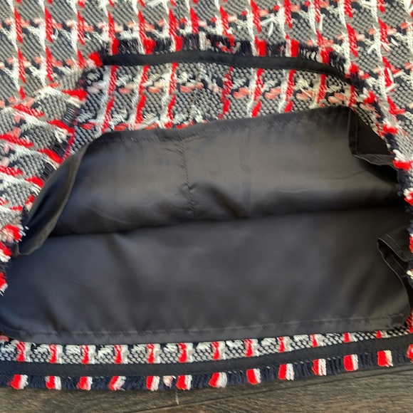 LK Bennet Danna Red Tweed Skirt with Fringe - Picture 5 of 7